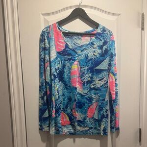 460 Lilly Pulitzer "Jennifer" style long-sleeve tee vibrant sailboats